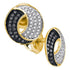 10K Yellow Gold Round Black Color Enhanced Diamond Circle Cluster Earrings 1/5 Cttw - Gold Americas