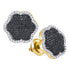 10K Yellow Gold Round Black Color Enhanced Diamond Cluster Earrings 1/2 Cttw - Gold Americas