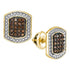 10K Yellow Gold Round Brown Color Enhanced Diamond Cluster Earrings 1/3 Cttw - Gold Americas