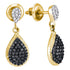 10K Yellow Gold Round Black Color Enhanced Diamond Teardrop Cluster Dangle Earrings 1/2 Cttw - Gold Americas
