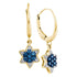 10K Yellow Gold Round Blue Color Enhanced Diamond Star Cluster Dangle Earrings 1/4 Cttw - Gold Americas