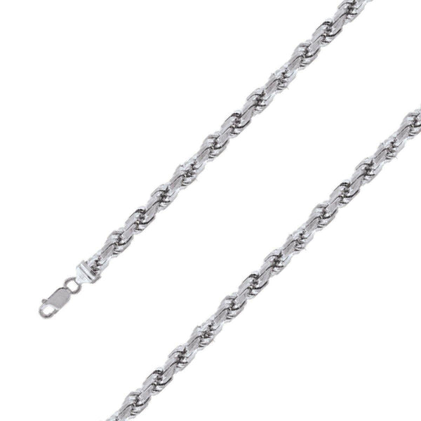 925 Sterling 8mm Silver Rhodium Plated Rope Chain Size- 8" - Gold Americas