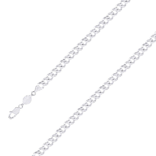 925 Sterling Silver Finish 8mm Diamond Cut Classic Cuban Chain Size- 7" - Gold Americas