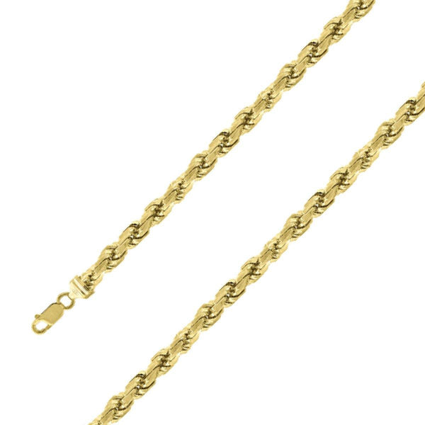 925 Sterling Silver 8mm Yellow Gold Plated Rope Chain Size- 7" - Gold Americas