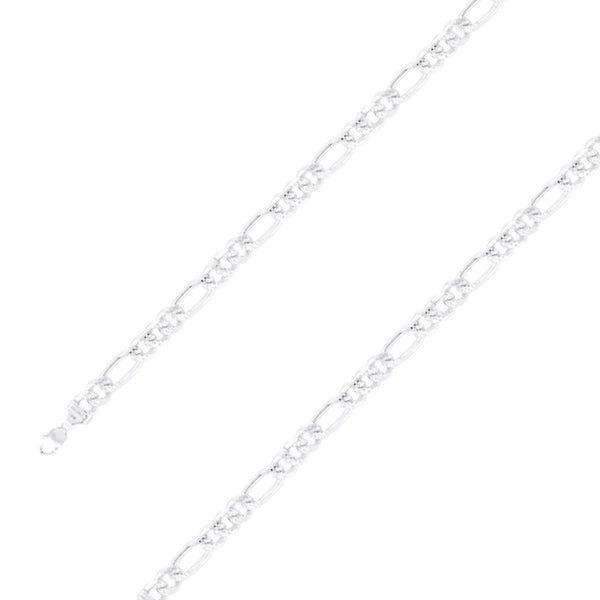 925 Sterling 8mm Silver Diamond Cut Classic Figaro Chain Size- 7" - Gold Americas