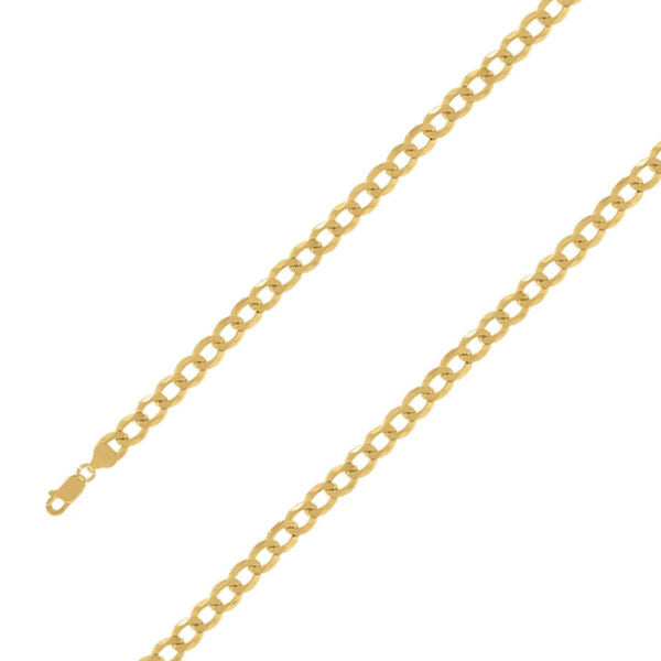14k Yellow Gold Finish 8mm Silver Cuban Chain Size- 8" - Gold Americas