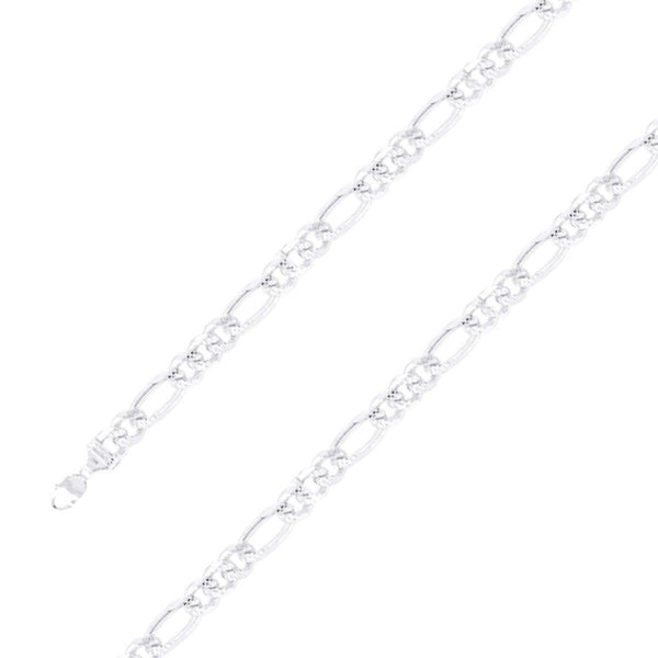 925 Sterling 9.5mm Silver Diamond Cut Classic Figaro Chain Size- 7" - Gold Americas
