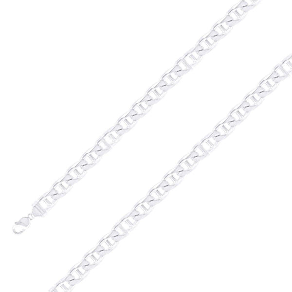925 Sterling 9.5mm Silver Classic Mariner Chain Size- 7" - Gold Americas