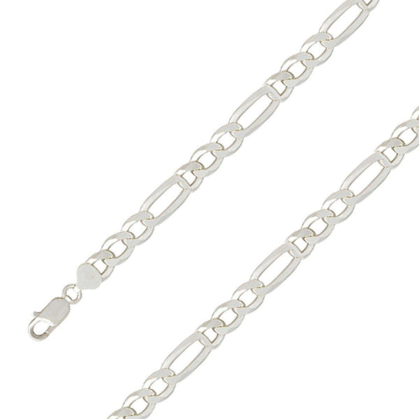 925 Sterling 9.5mm Silver Diamond Cut E-Coated Figaro Chain Size- 8" - Gold Americas