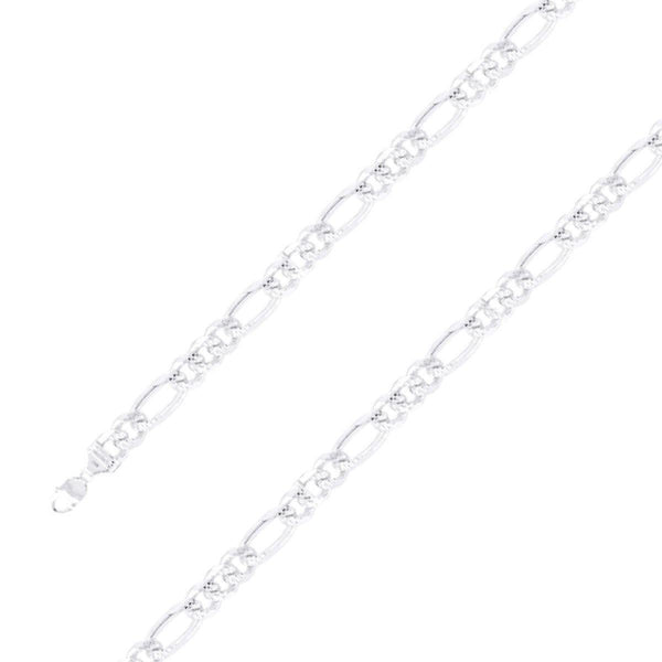 925 Sterling 9.5mm Silver Diamond Cut Classic Figaro Chain Size- 9" - Gold Americas