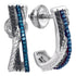 Sterling Silver Round Blue Black Color Enhanced Diamond Stripe Half J Hoop Earrings 1/5 Cttw - Gold Americas