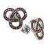 Sterling Silver Round Brown Color Enhanced Diamond Trinity Loop Stud Earrings 1/2 Cttw
