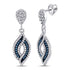 10K White Gold Round Blue Color Enhanced Diamond Dangle Earrings 1/2 Cttw - Gold Americas