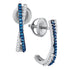 10K White Gold Round Blue Color Enhanced Diamond Half J Hoop Earrings 1/8 Cttw - Gold Americas