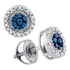 10K White Gold Round Blue Color Enhanced Diamond Circle Frame Cluster Earrings 1/4 Cttw - Gold Americas