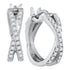10K White Gold Round Pave-set Diamond Double Row Crossover Hoop Earrings 3/8 Cttw - Gold Americas