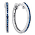 10k White Gold Blue Color Enhanced Round Diamond Slender Unique Hoop Earrings 1/10 Cttw - Gold Americas