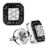10K White Gold Round Black Color Enhanced Diamond Square Frame Cluster Earrings 1/4 Cttw - Gold Americas