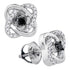 10K White Gold Round Black Color Enhanced Diamond Solitaire Oval Frame Earrings 1/4 Cttw - Gold Americas