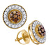 10K Yellow Gold Round Cognac-brown Color Enhanced Diamond Cluster Screwback Earrings 5/8 Cttw - Gold Americas