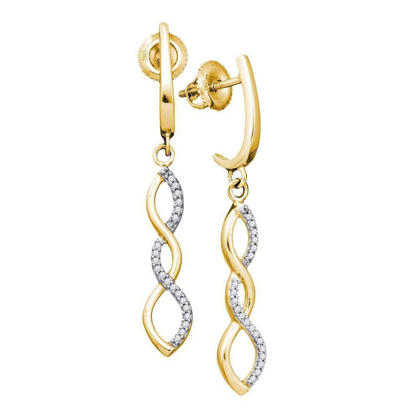 10K Yellow Gold Round Diamond Infinity Dangle Earrings 1/8 Cttw - Gold Americas