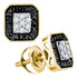 10K Yellow Gold Round Black Color Enhanced Diamond Square Frame Cluster Earrings 1/4 Cttw - Gold Americas