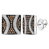 Sterling Silver Round Brown Color Enhanced Diamond Square Cluster Earrings 1/2 Cttw - Gold Americas
