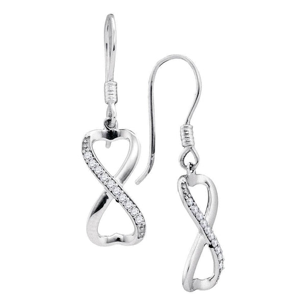 10k White Gold Round Diamond Infinity-weave Dangle Ear-wire Earrings Anniversary 1/5 Cttw - Gold Americas