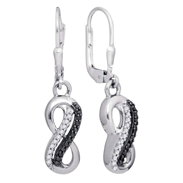 10K White Gold Round Black Color Enhanced Diamond Infinity Dangle Earrings 1/5 Cttw - Gold Americas
