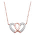 10K Rose Gold Womens Round Diamond Double Heart Awareness Ribbon Pendant Necklace 1/10 Cttw - Gold Americas