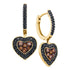 14K Yellow Gold Round Black Color Enhanced Diamond Heart Cluster Earrings 5/8 Cttw - Gold Americas