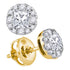 14K Yellow Gold Princess Diamond Framed Screwback Stud Earrings 1/2 Cttw