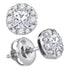 14K White Gold Princess Diamond Framed Screwback Stud Earrings 1/2 Cttw