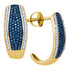 10K Yellow Gold Round Blue Color Enhanced Diamond Half J Hoop Earrings 1/2 Cttw - Gold Americas