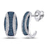 10K White Gold Round Blue Color Enhanced Diamond Half J Hoop Earrings 3/8 Cttw - Gold Americas