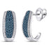 10K White Gold Round Blue Color Enhanced Diamond Half J Hoop Earrings 1/2 Cttw - Gold Americas