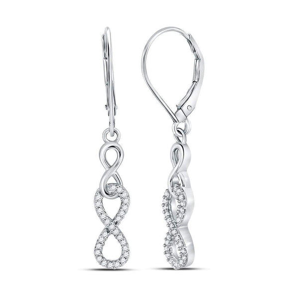 Sterling Silver Round Diamond Infinity Dangle Earrings 1/5 Cttw - Gold Americas