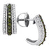 10K White Gold Round Green Color Enhanced Diamond Half J Hoop Earrings 1/3 Cttw - Gold Americas