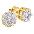 14k Yellow Gold Round Diamond Flower Cluster Screwback Stud Earrings 1/6 Cttw - Gold Americas