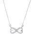 Sterling Silver Womens Round Diamond Infinity Double Heart Pendant Necklace 1/5 Cttw