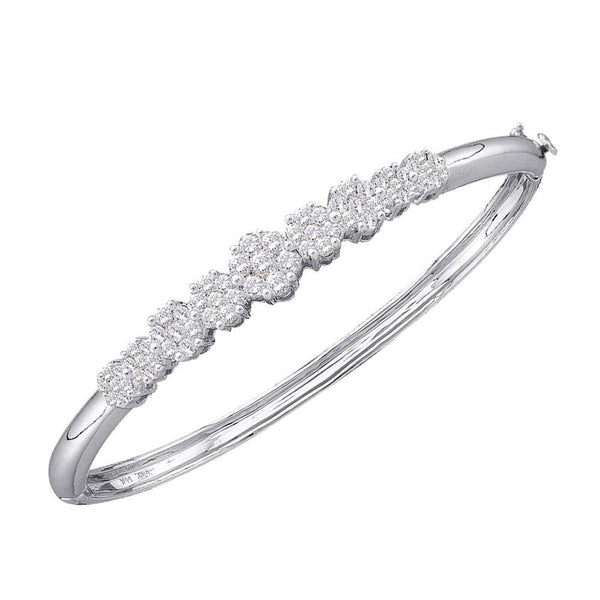 14K White Gold Diamond Bangle Bracelet 2.00 Cttw