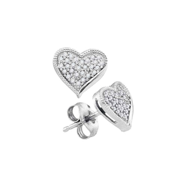 10K White Gold Round Diamond Heart Earrings 1/5 Cttw - Gold Americas