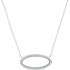 10K White Gold Womens Round Diamond Oval Outline Pendant Necklace 1/8 Cttw