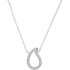 10K White Gold Womens Round Diamond Teardrop Pendant Necklace 1/10 Cttw