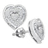 10K White Gold Round Diamond Heart Cluster Stud Earrings 1/3 Cttw - Gold Americas