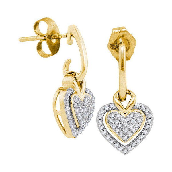 10K Yellow Gold Round Diamond Dangle Earrings 1/5 Cttw - Gold Americas