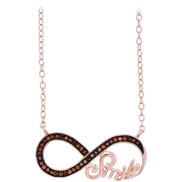 10k Rose Gold Womens Red Color Enhanced Diamond Infinity Smile Love Anniversary Necklace 1/10 Cttw - Gold Americas
