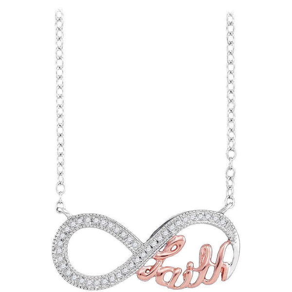 10k White Gold Pink 2-tone Womens Diamond Religious Infinity Pendant Necklace 1/10 Cttw - Gold Americas