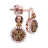 14K Rose Gold Round Cognac-brown Color Enhanced Diamond Cluster Frame Earrings 7/8 Cttw - Gold Americas