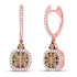 14K Rose Gold Round Brown Color Enhanced Diamond Square Dangle Earrings 7/8 Cttw - Gold Americas